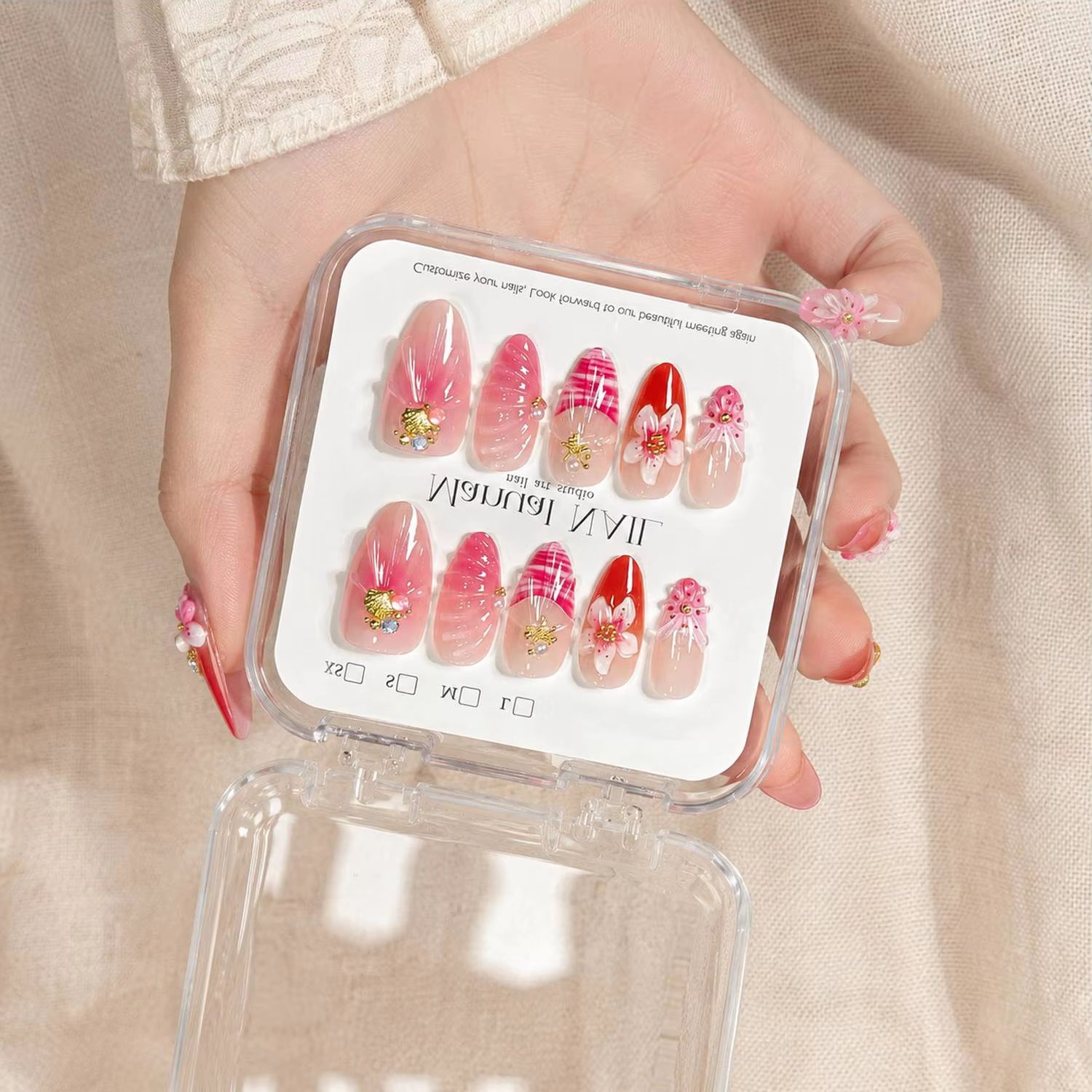 Nail Art Ombre Pink - 1Box Pearl Accents Pink Ombre Gel