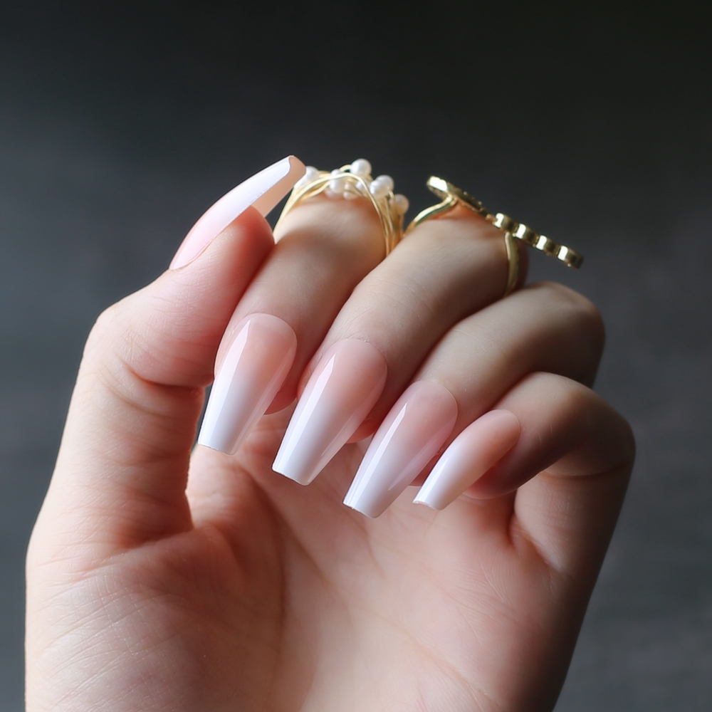 Nail Art Ombre Pink - DIY Salon Art Stiletto glossy false