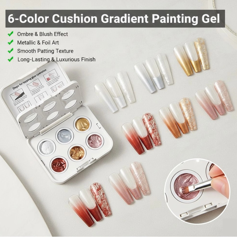 Nail Art Ombre Pink - 6 Colors Ombre Nail Gradient Gel