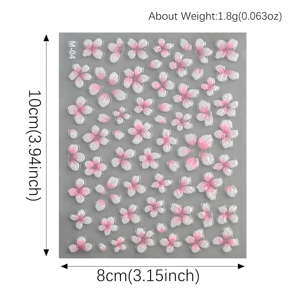 Nail Art Ombre Pink - 1Pc 3D Raised Ombre Design Nail