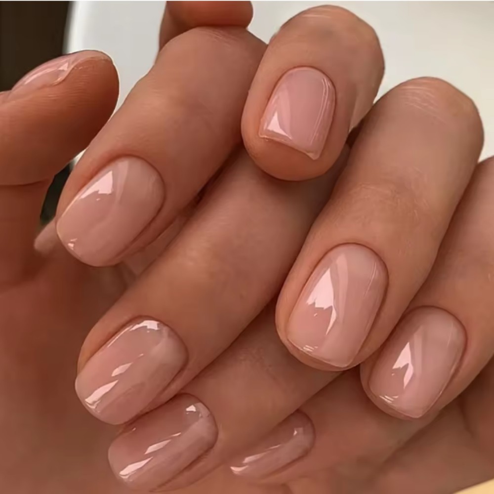 Nail Art Ombre Pink - 24Pcs Oval Short Pink Press on