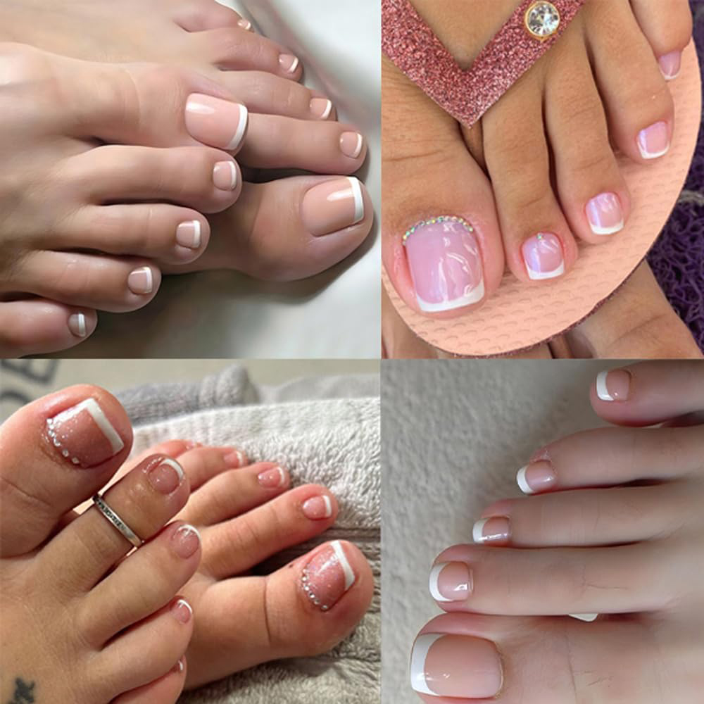 Nail Art Ombre Pink - 120pcs Ombre Pink White Toe Nail