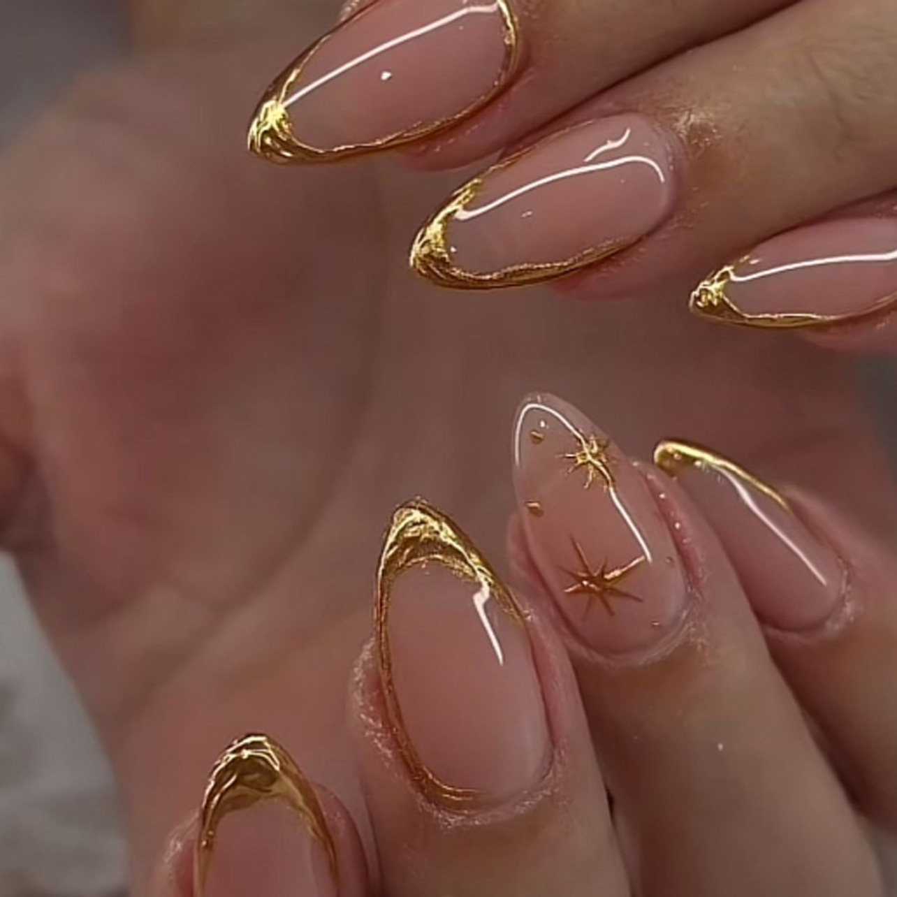 24Pcs Short Almond Nails Set F - Nail Art Gliter 评论和价格