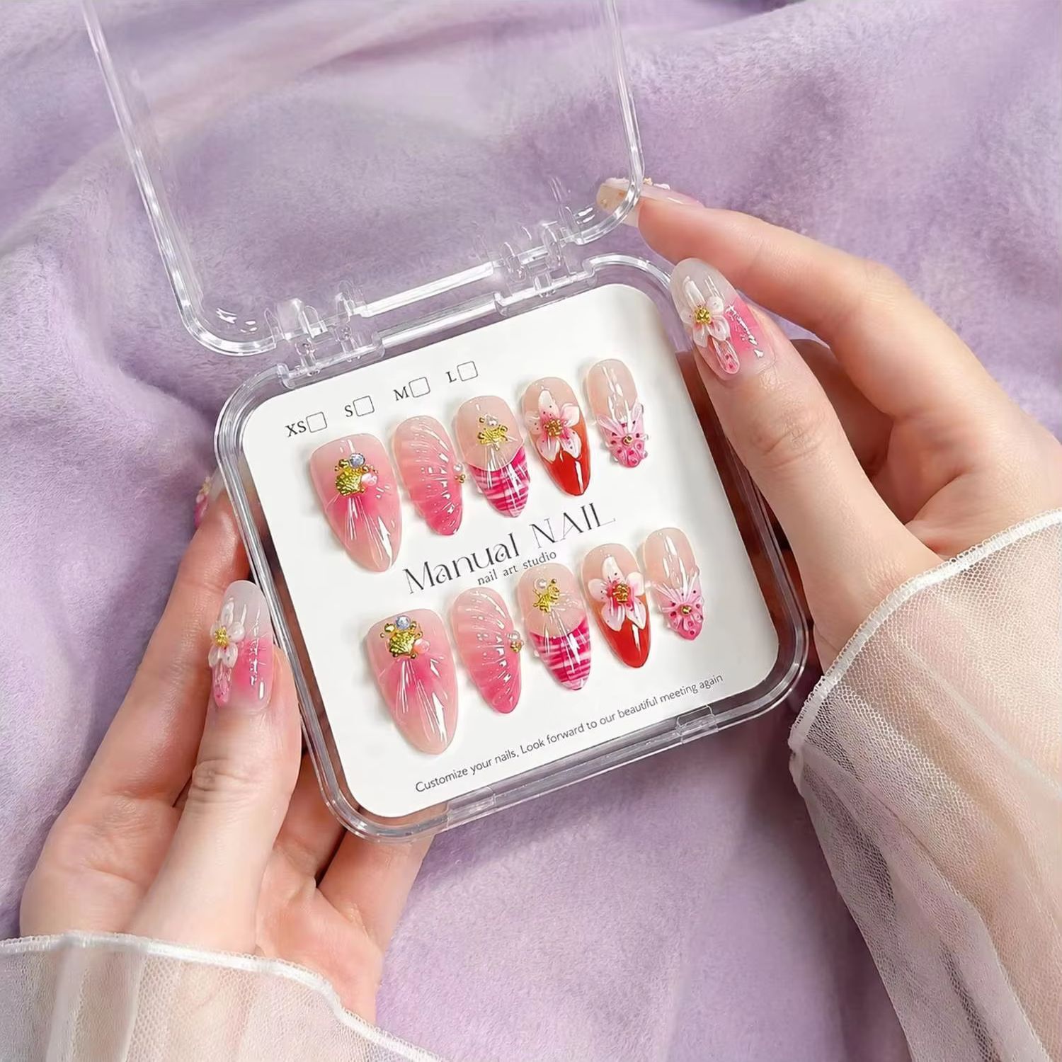 1Box Pearl Accents Pink Ombre  - Nail Art Ombre Pink 评论和价格