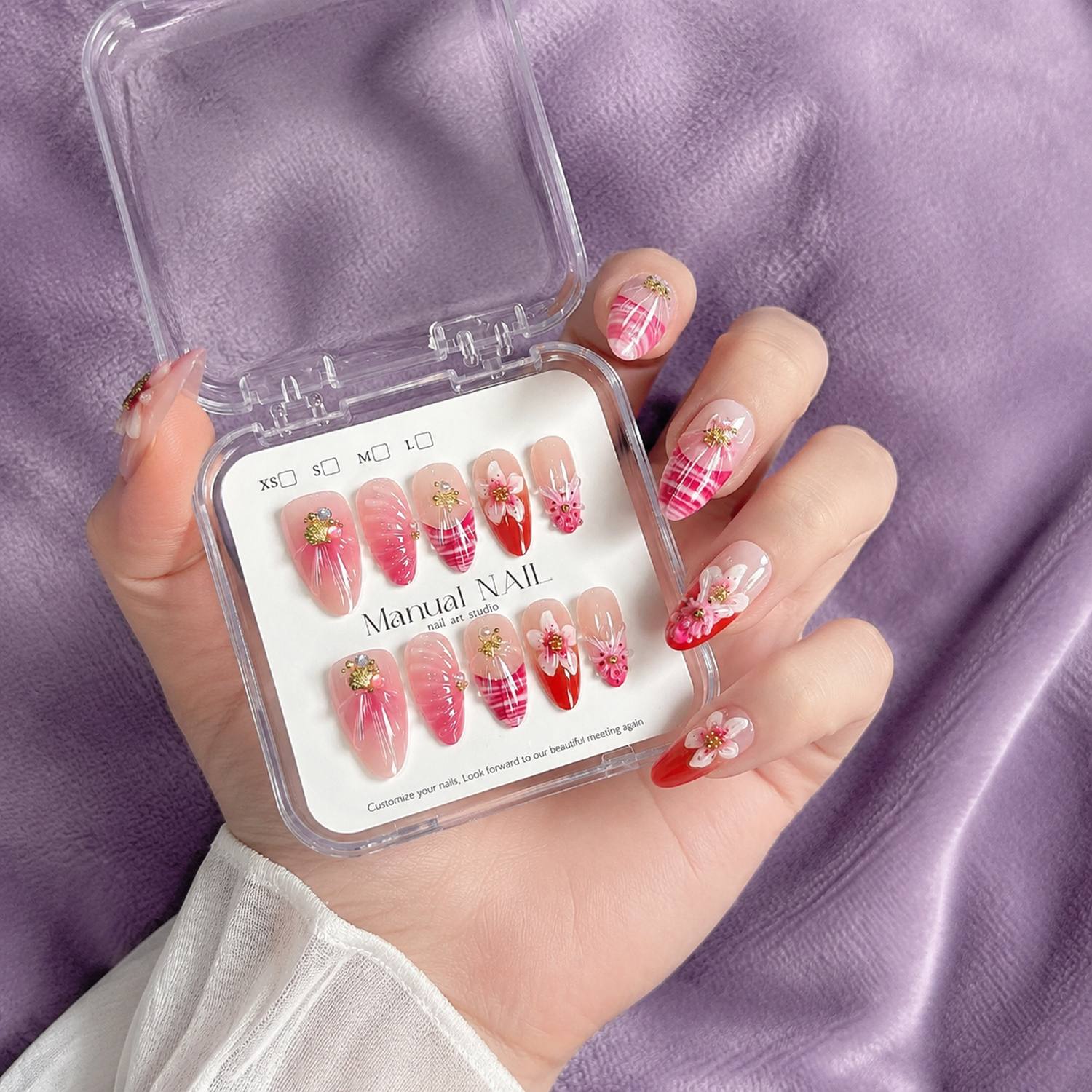 1Box 3D Flower Pink Ombre Acry - Nail Art Ombre Pink 评论和价格