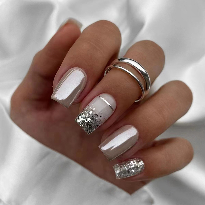 Short Square fake nails for wo - Nail Art Gliter 评论和价格