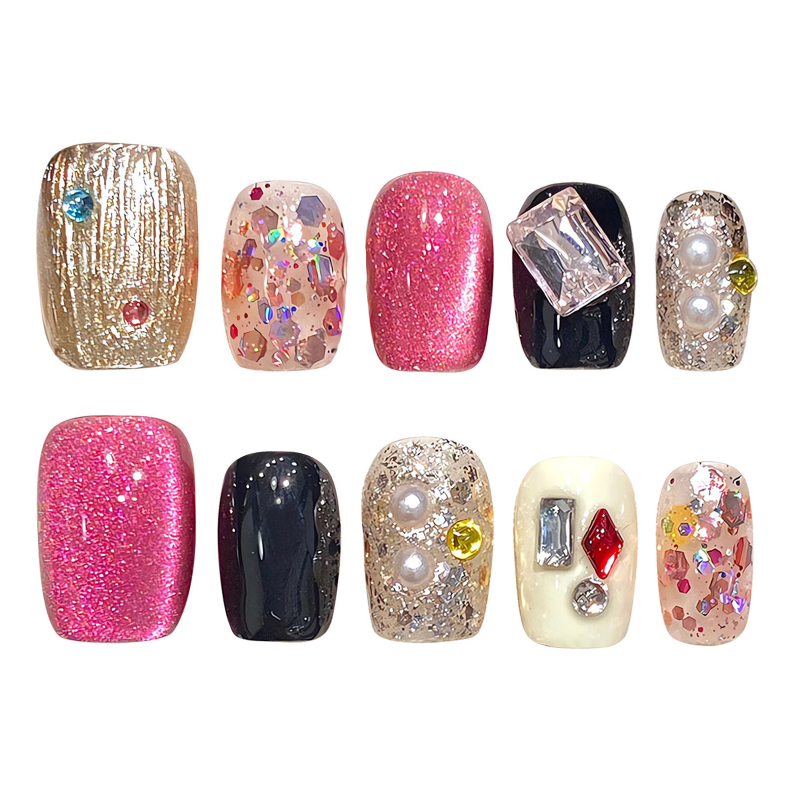 Handmade Press on Nails Glitte - Nail Art Gliter 评论和价格