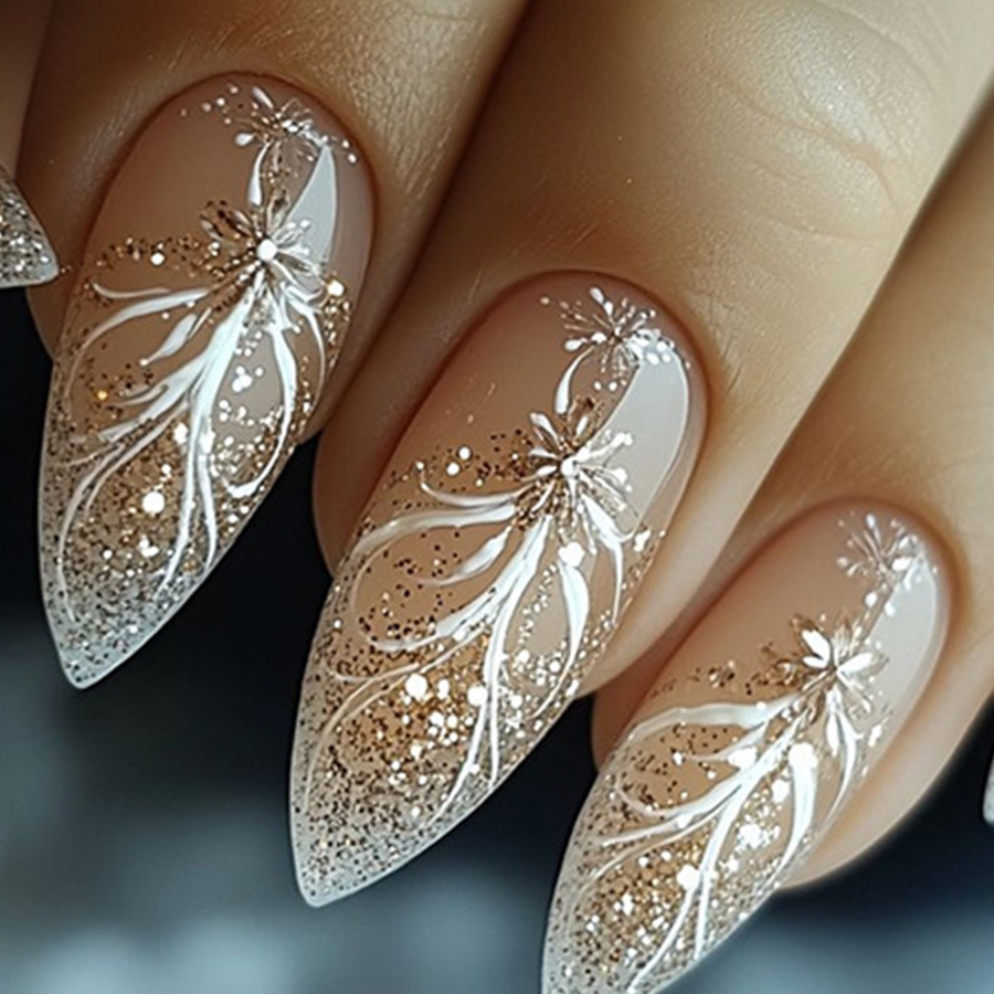 24pcs/set Short Medium fake na - Nail Art Gliter 评论和价格