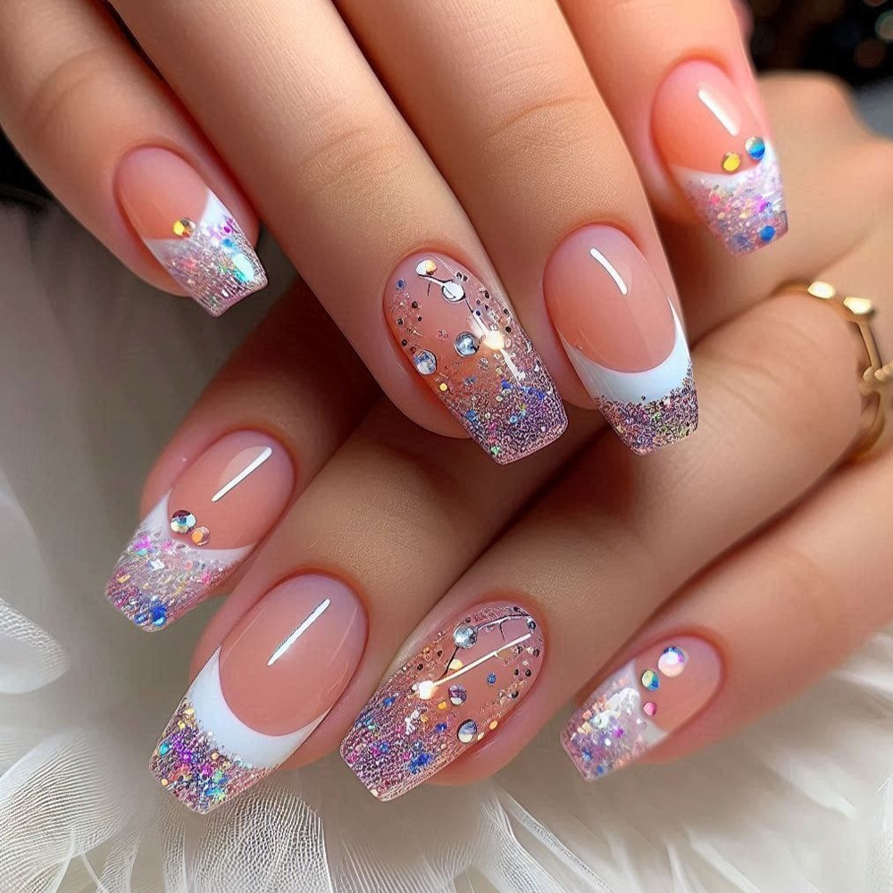 24pcs/set Short Medium fake na - Nail Art Gliter 评论和价格