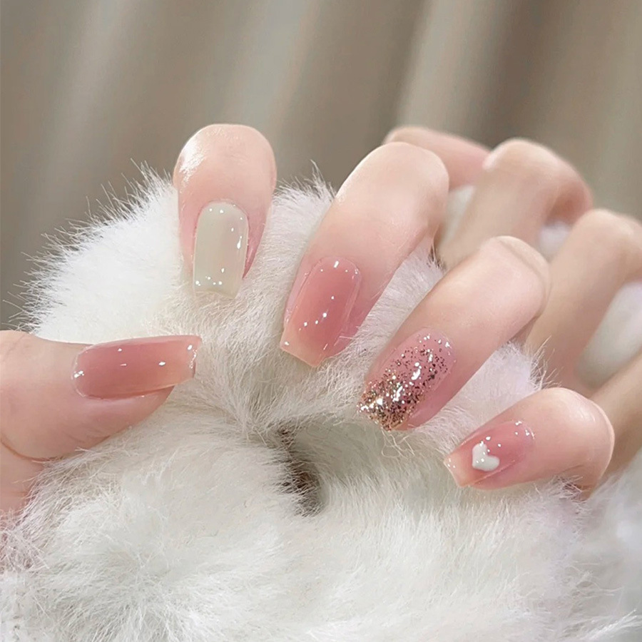 24pcs/set Short Medium fake na - Nail Art Gliter 评论和价格