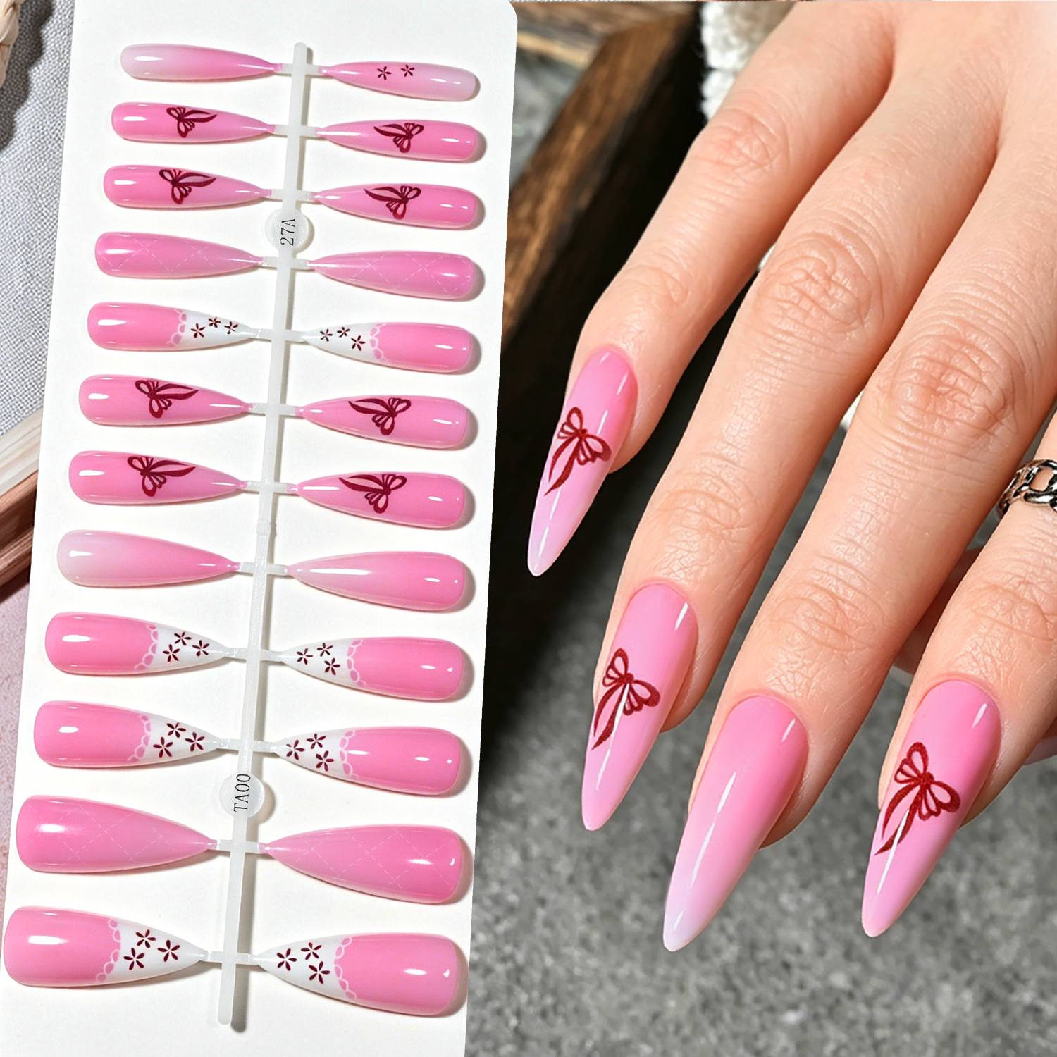 1Bag Frosted Ombre 3D Art Pres - Nail Art Ombre Pink 评论和价格