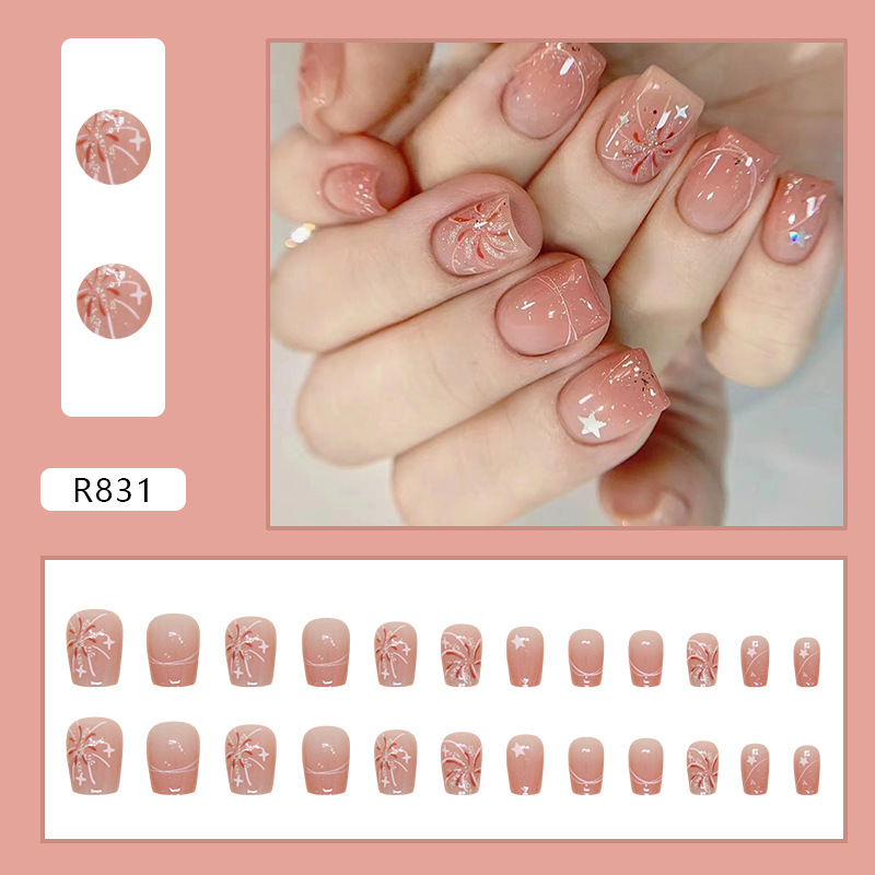 Short Pink Press on Nails Simp - Nail Art Ombre Pink 评论和价格