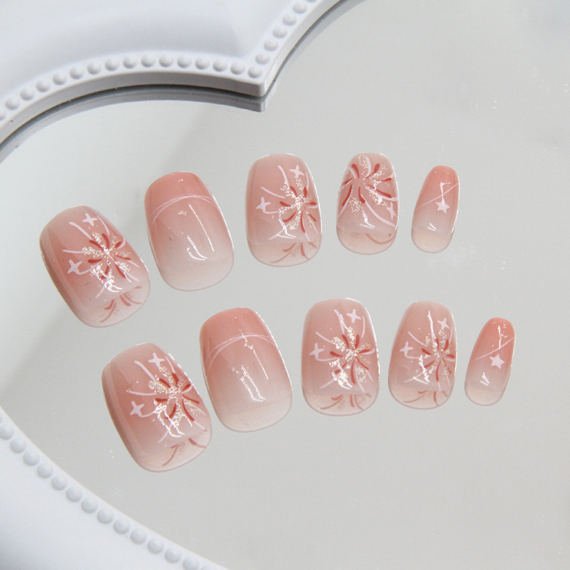 Short Pink Press on Nails Simp - Nail Art Ombre Pink 评论和价格