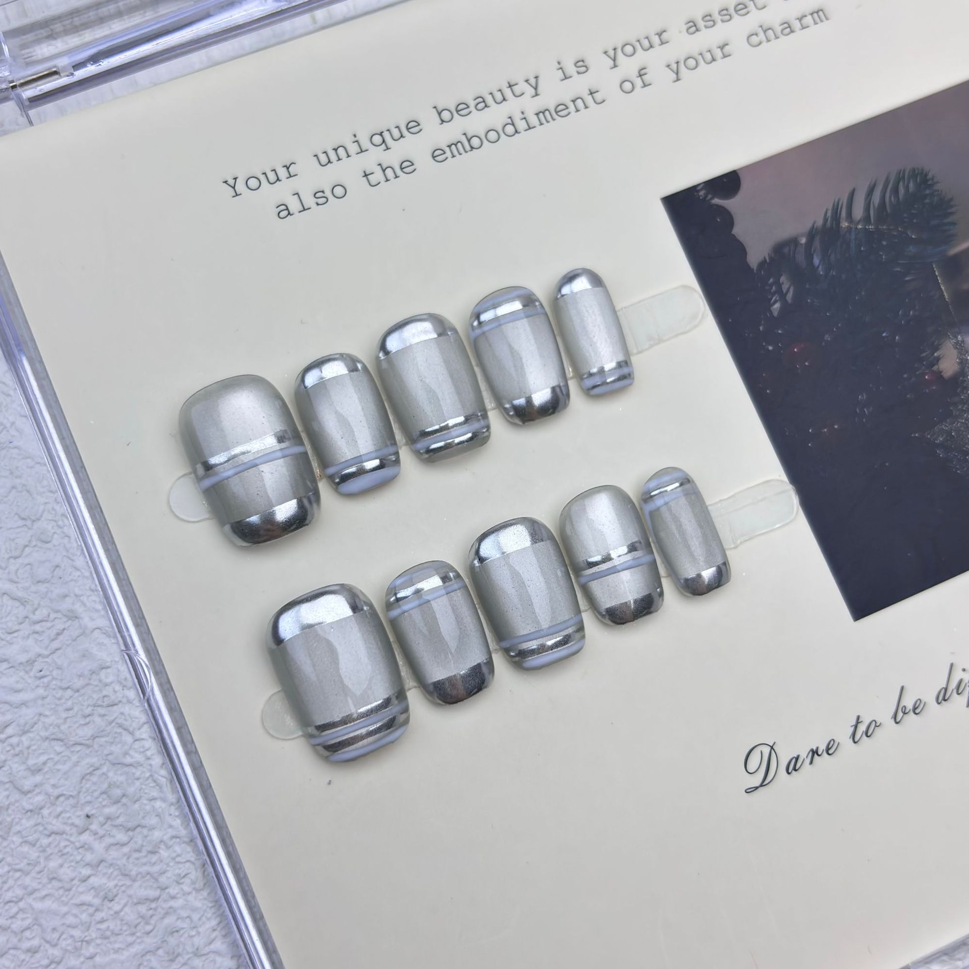 10pcs Aurora Chrome Press on N - Nail Art Gliter 评论和价格