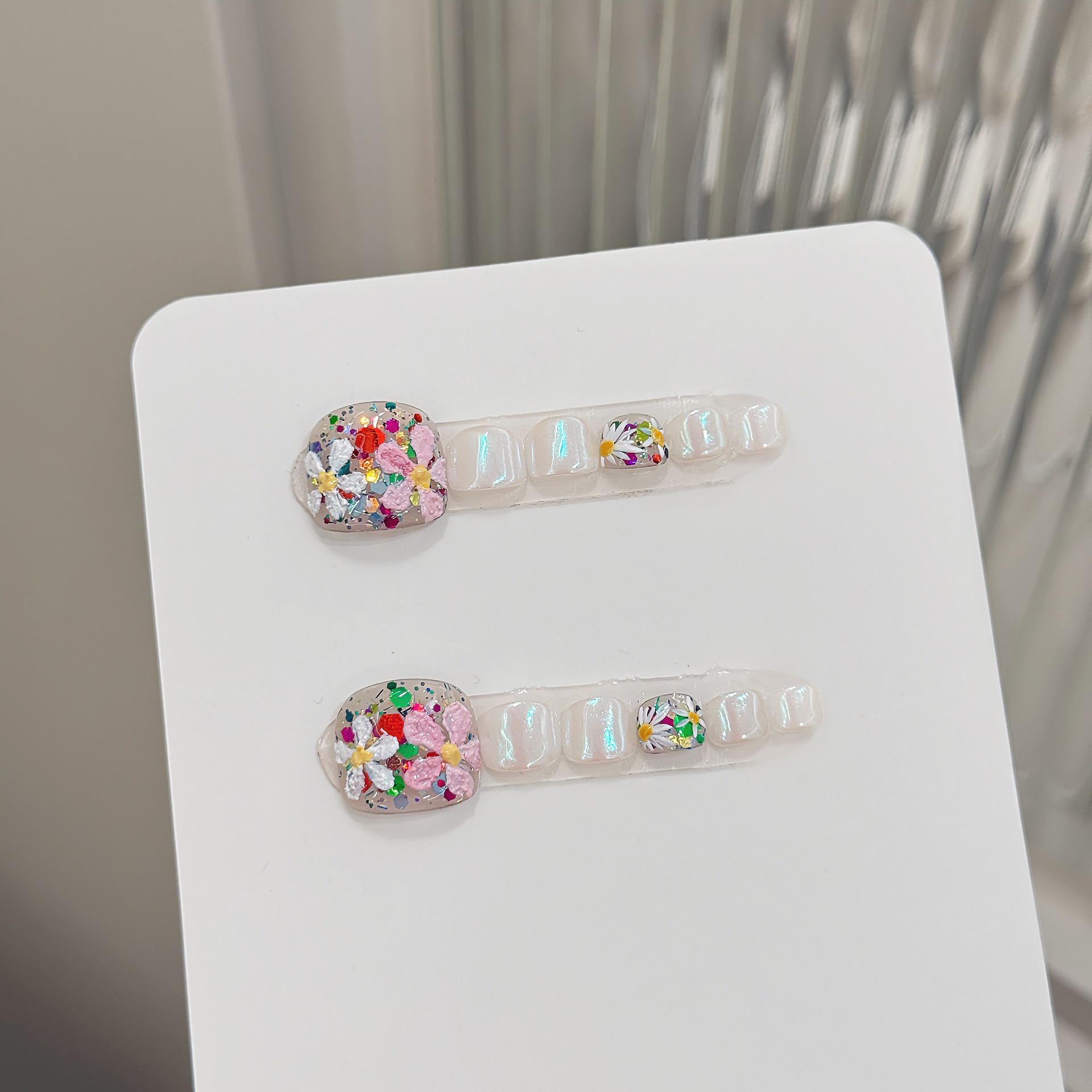 12pcs Handmade Press on Toenai - Nail Art Gliter 评论和价格