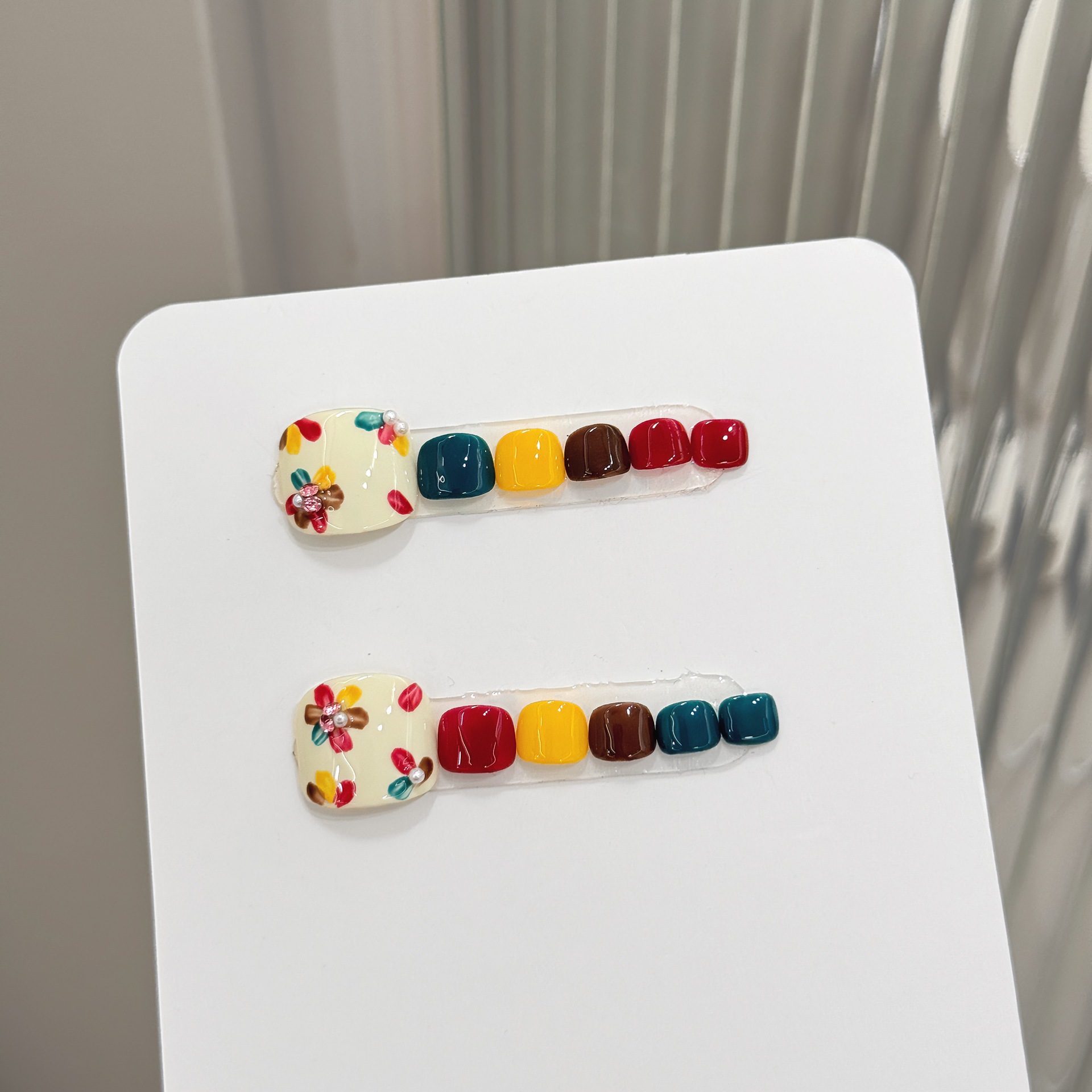 12pcs Handmade Press on Toenai - Nail Art Gliter 评论和价格