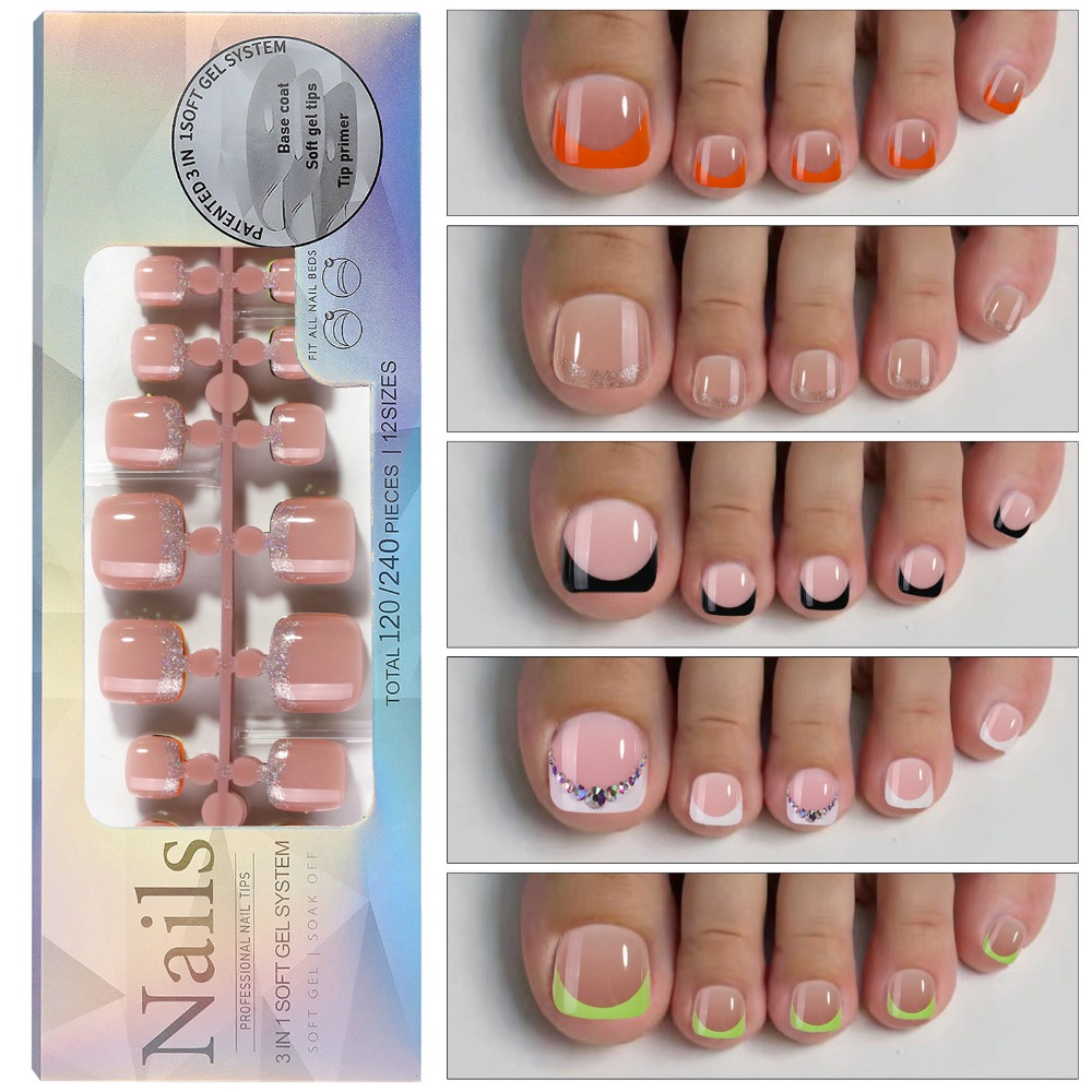 Short Square Press On Toenails - Nail Art Ombre Pink 评论和价格