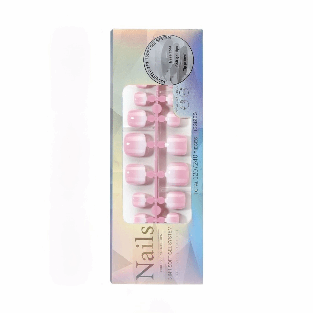 Short Square Press On Toenails - Nail Art Ombre Pink 评论和价格