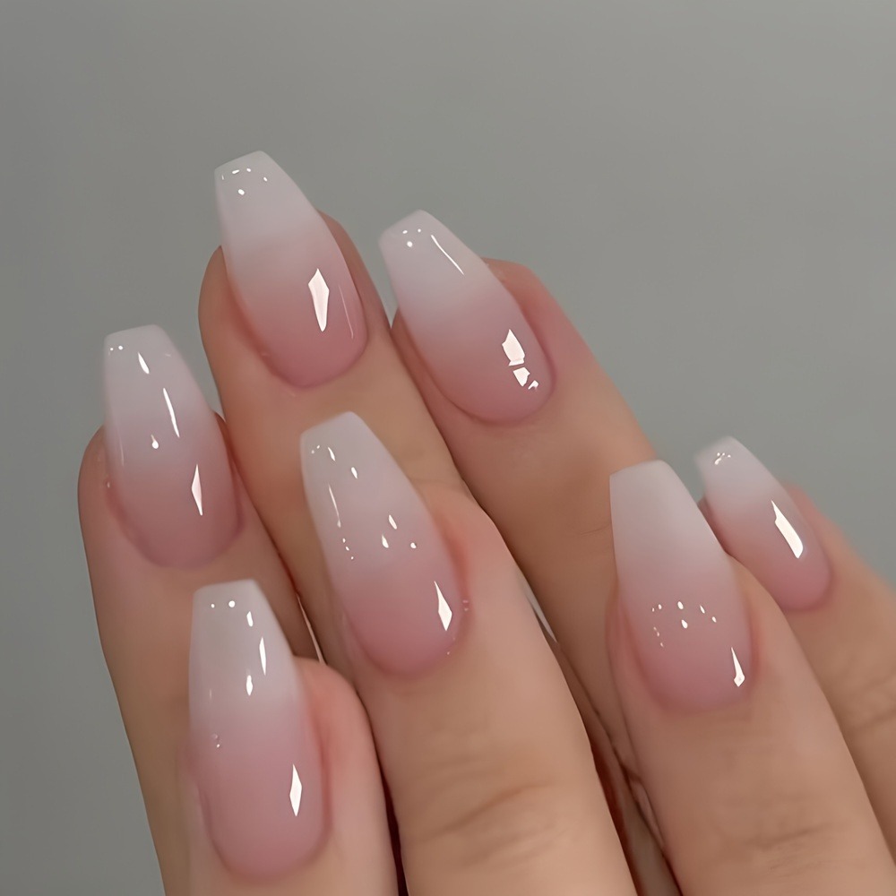 24Pcs Simple Ombre Spring Fals - Nail Art Ombre Pink 评论和价格
