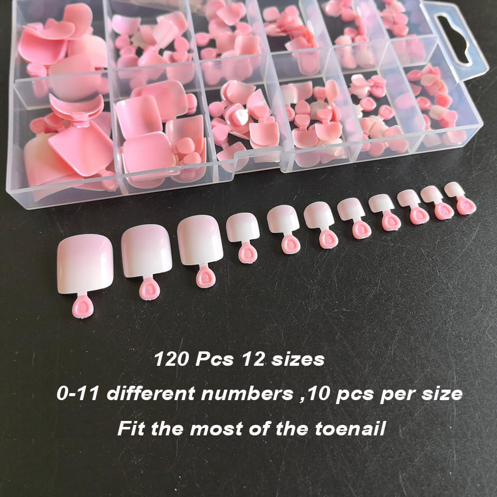 120pcs Ombre Pink White Toe Na - Nail Art Ombre Pink 评论和价格